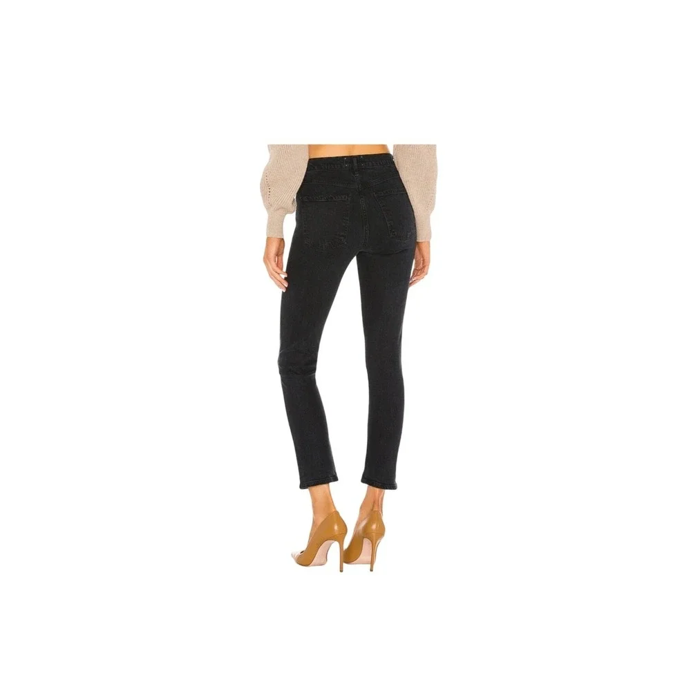 AGOLDE Skinny Jeans Women 25 Black Excellent Raw Hem High‎ Rise Distressed